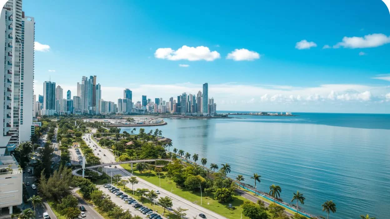 Skyline de Ciudad de Panamá frente a la bahía